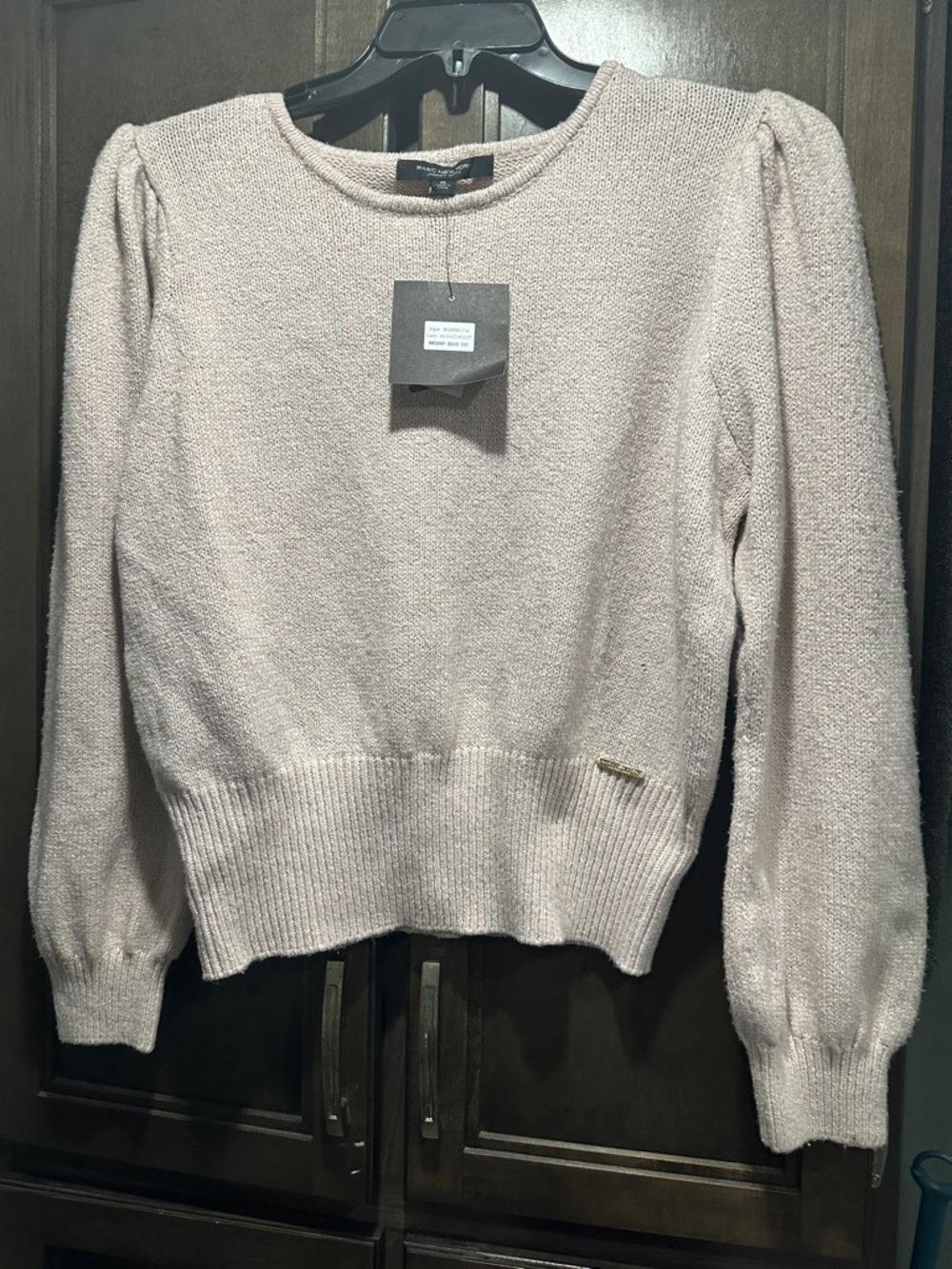 Marc New York Light Pink Puff-Sleeve Crew Neck Sweater - Picture 4 of 5